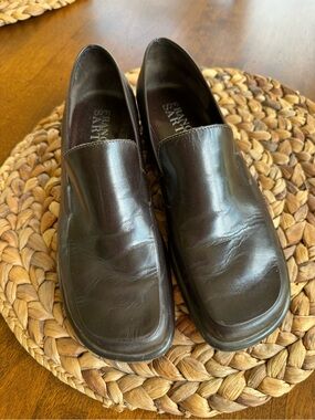 Franco Sarto Brown Leather Slip-On Loafers